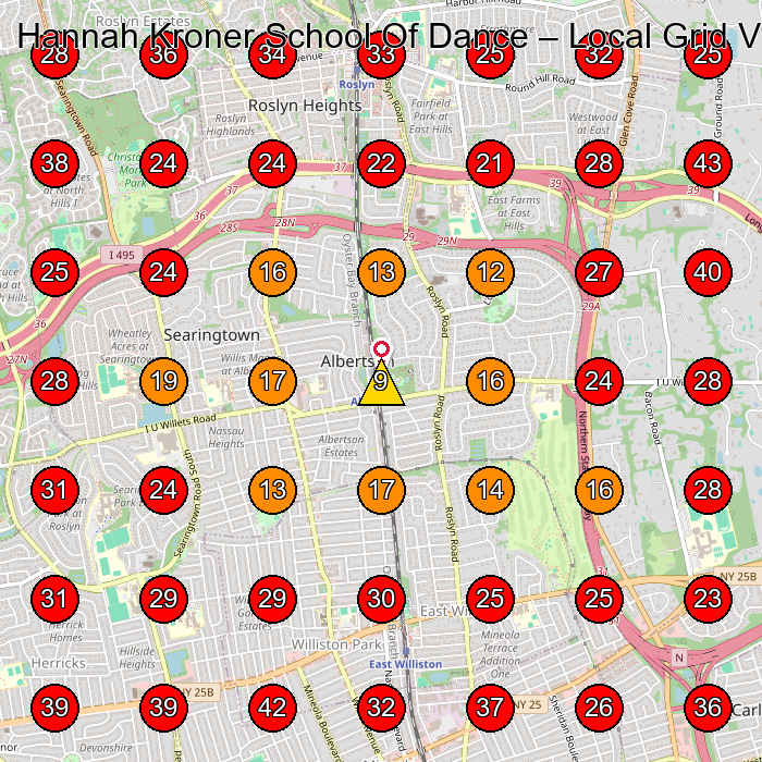 Hannah Kroner School Of Dance GeoGrid visibility map for Tai Chi School in Albertson
